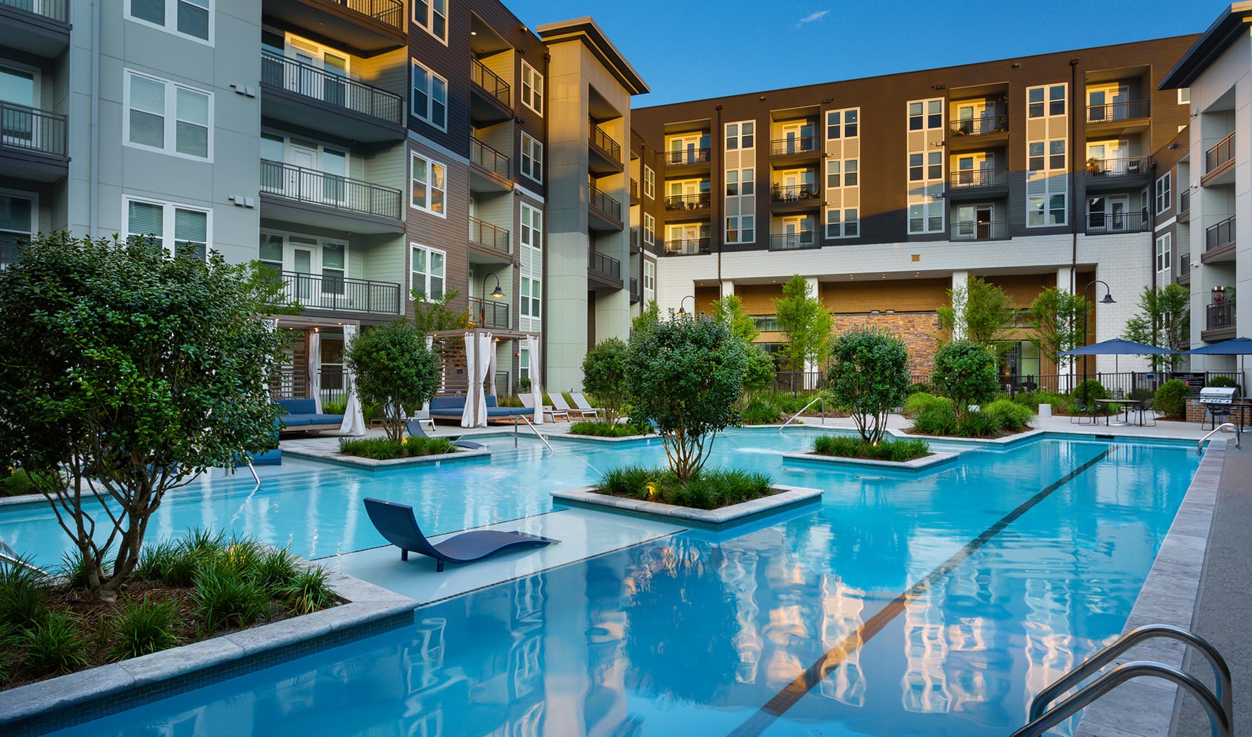 Living Begins Here lap lane in outdoor swimming pool